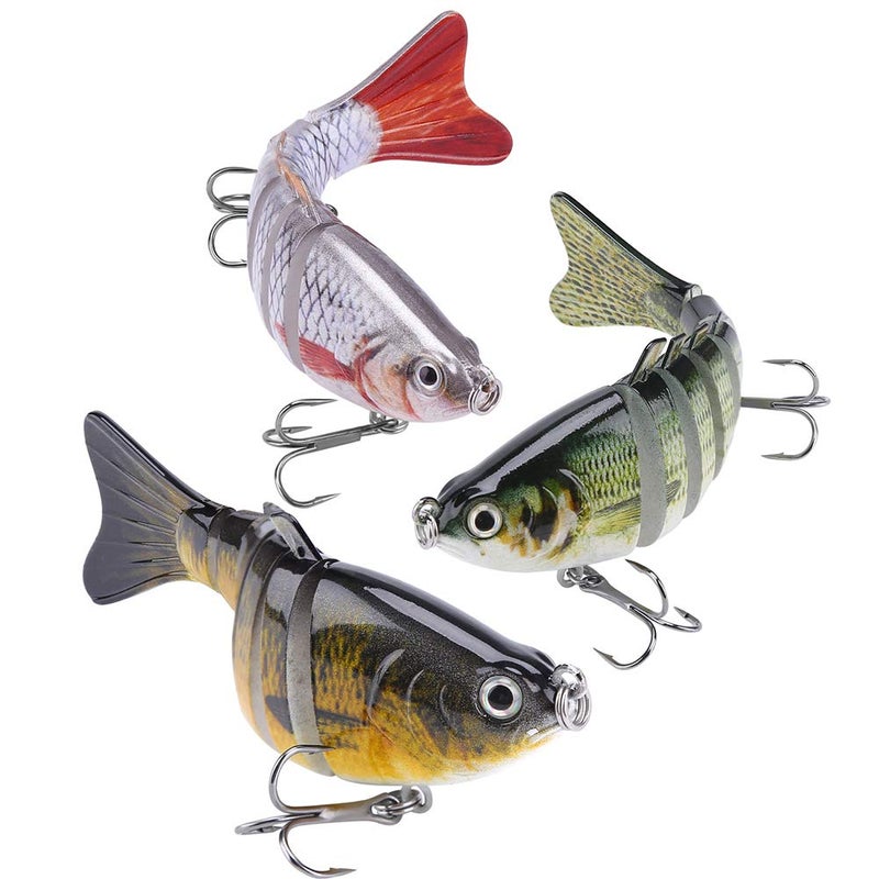 A AKRAF Lifelike Fishing Lures for Bass, Trout, Walleye, Predator Fish - Realistic Multi Jointed Fish Popper Swimbaits - Spinnerbaits Lure Fishing Tackle Kits - Freshwater and Saltwater Crankbaits - 3 Pack - Image 2